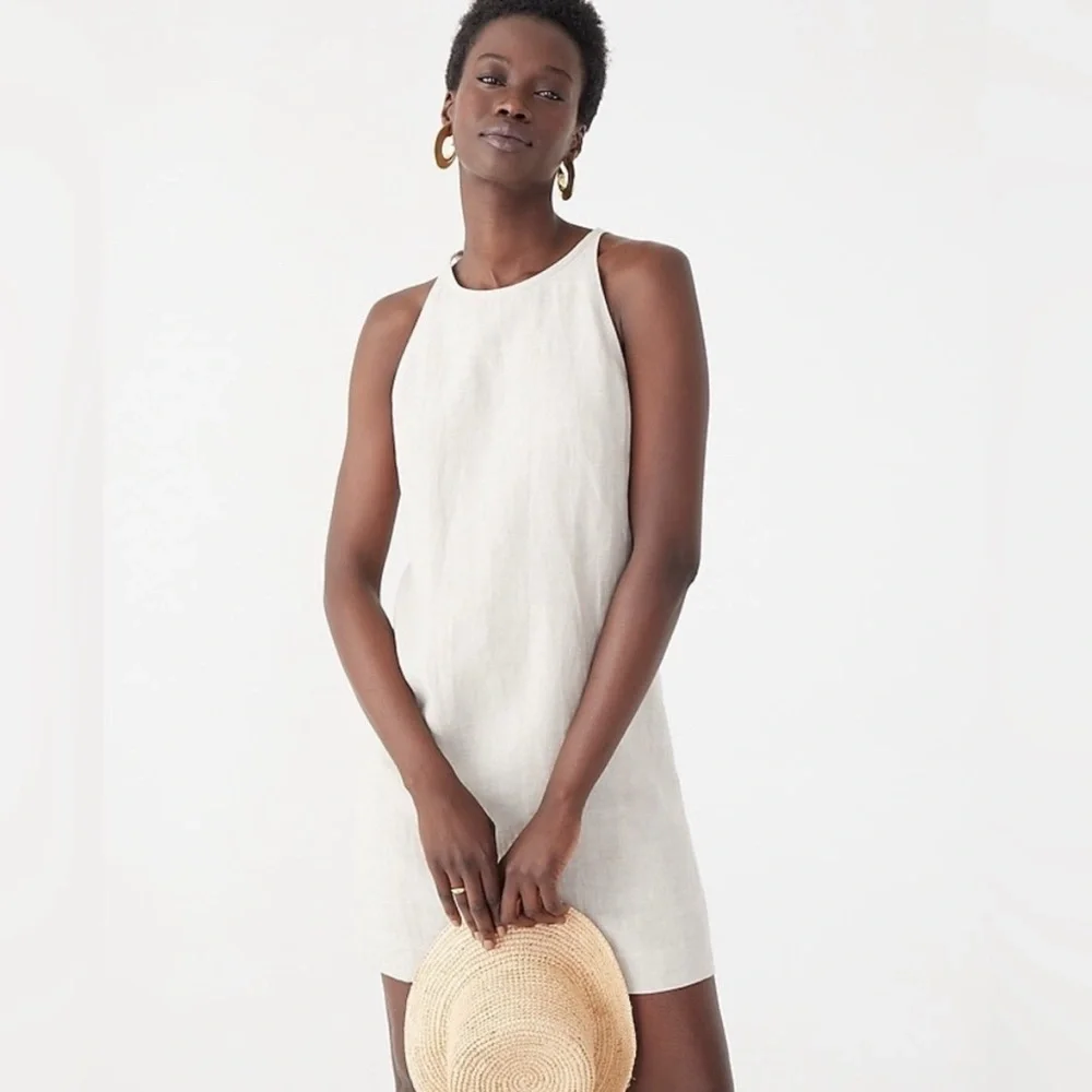 NWT! J.Crew Maxine Black A-line Linen High Neck Shift Dress Size 2X